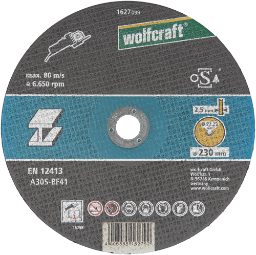 Load image into Gallery viewer, Wolfcraft doorslijpschijf | metaal | ø230 x 2,5 x 22,23 | 1 stuk - 1627099
