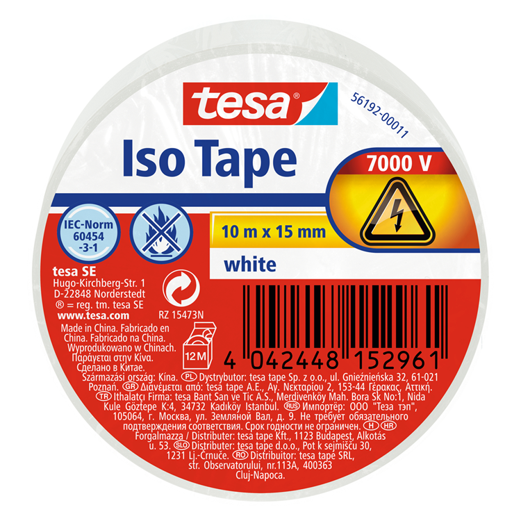 Load image into Gallery viewer, Tesa 1067797 - electrische isolatie 10m x 15mm wit | 10 stuks

