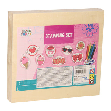 Creative craft group houten stempelset met kleurpotloden