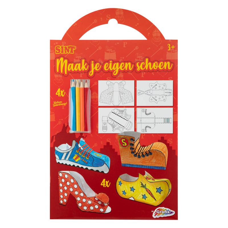 Load image into Gallery viewer, Grafix sinterklaas knutselset - maak je eigen schoen 4 designs + 4 potloden
