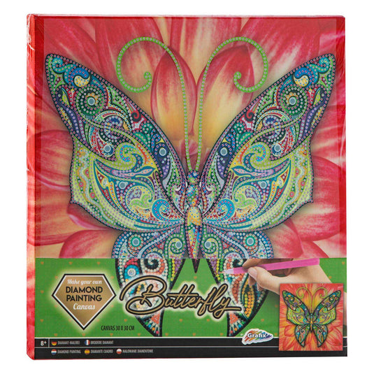 Grafix canvas diamond painting vlinder, 30x30cm