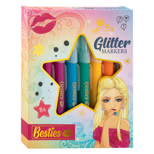 Grafix besties glitterviltstiften, 8st.