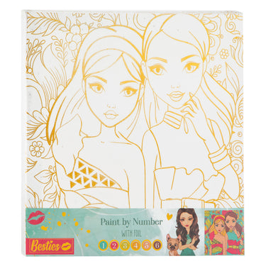 Besties canvas schilderen op nummer, 30x30cm