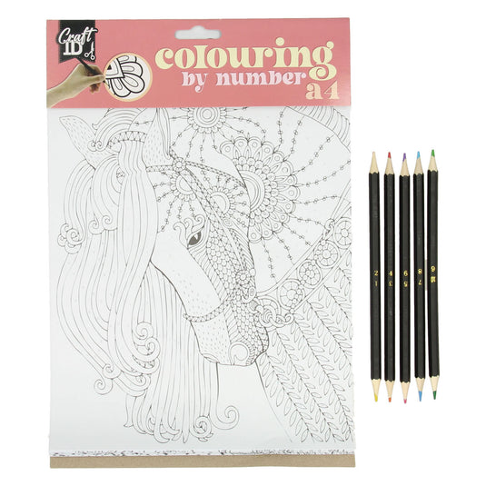 Creative craft group kleuren op nummer met 5 kleurpotloden
