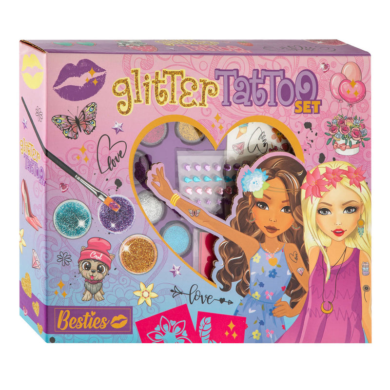 Load image into Gallery viewer, Besties glitter tattoo set
