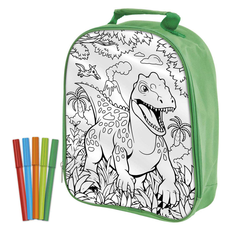 Load image into Gallery viewer, Creative craft group dino kleur je eigen tas met stiften
