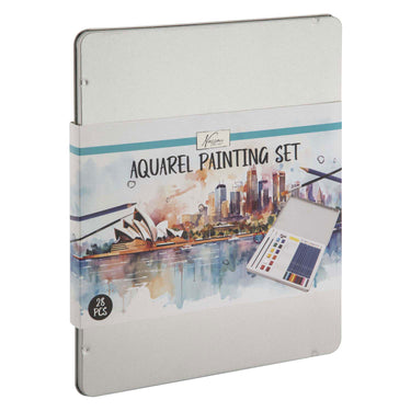 Nassau fine art aquarelverf startersset - 28 stuks - schilderen - waterverf - kunstset - creatief cadeau - metalen opbergblik