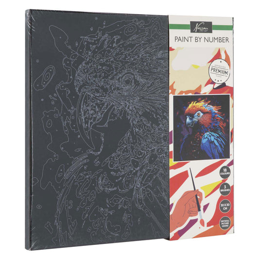 Creative craft group schilderen op nummer black papegaai, 30x30cm