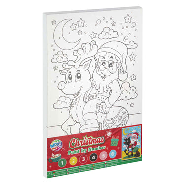 Creative craft group canvas schilderen op nummer kerstmis - incl 6 kleuren verf en penseel