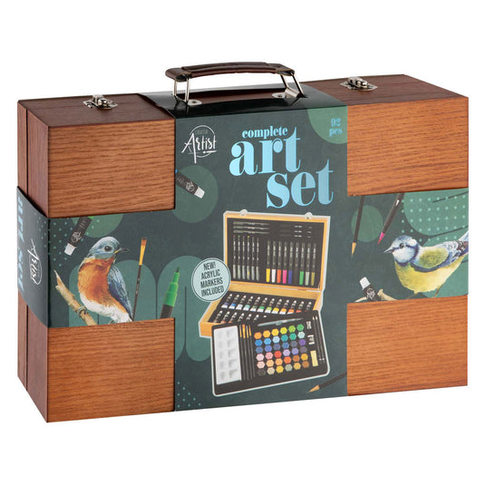 Creative craft group luxe houten tekenkoffer - 92-delig