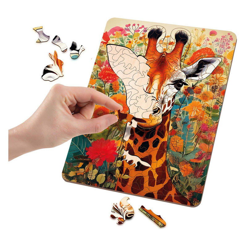 Load image into Gallery viewer, Moxy houten puzzel giraffe unieke vormen
