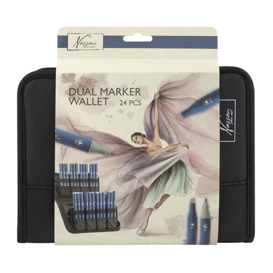 Nassau fine art nassau markeretui met 24 ronde dual markers