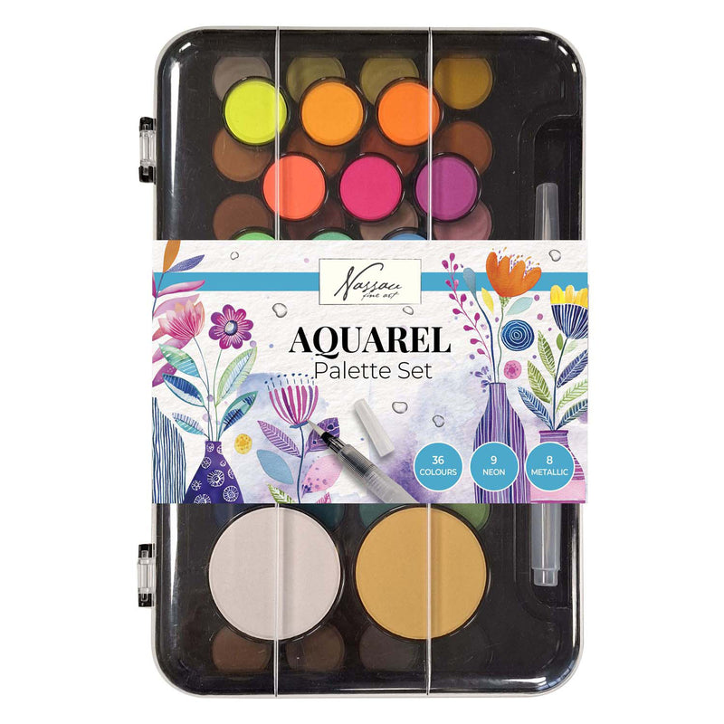 Load image into Gallery viewer, Creative craft group nassau aquarel verfset met palet - 36 kleuren
