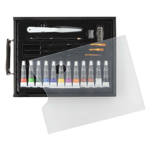 Creative craft group nassau zwarte houten koffer acryl set - 21dlg.