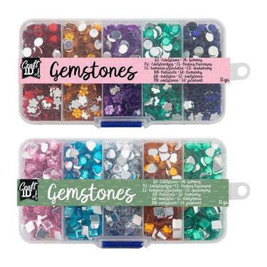 Creative craft group decoratiestenen in opbergbox - 10 kleuren