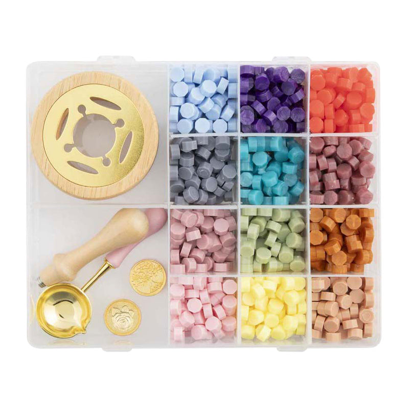 Load image into Gallery viewer, Creative craft group lakzegel set - incl. 12 kleuren, 2 stempels lepel
