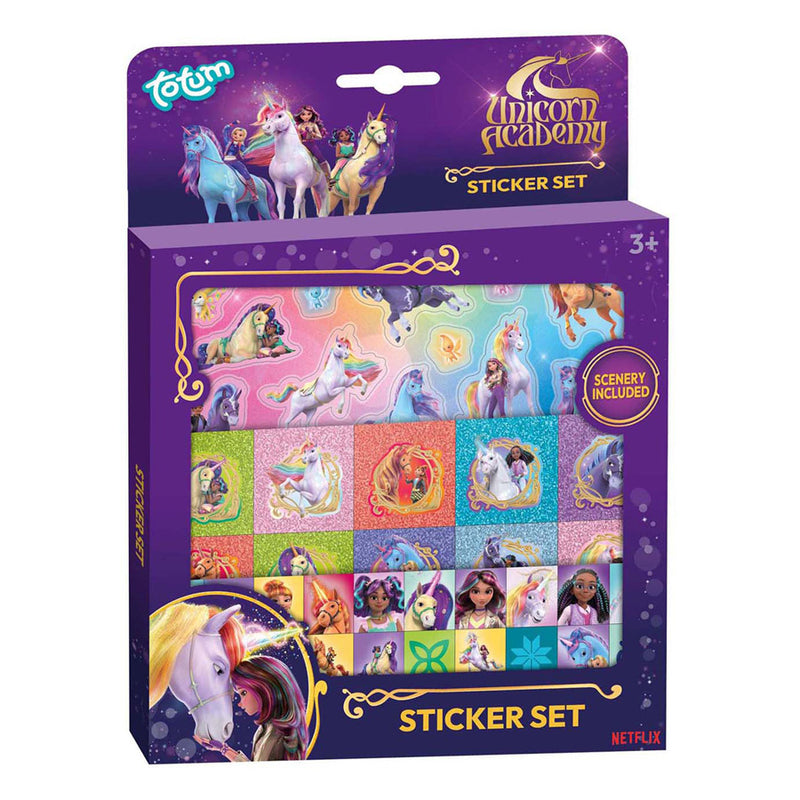 Load image into Gallery viewer, Creative craft group totum unicorn academy stickerset - 3 vellen + 1 achtergrond
