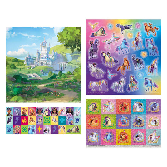Creative craft group totum unicorn academy stickerset - 3 vellen + 1 achtergrond