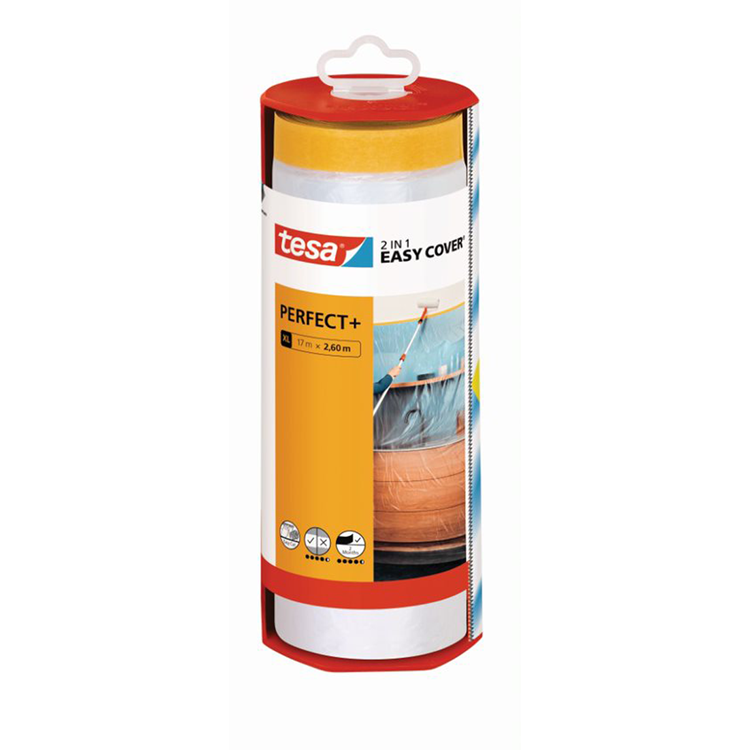 Load image into Gallery viewer, Tesa easy cover perfect+ dispenser xl beschermfolie met washi tape – 17m x 2,60m
