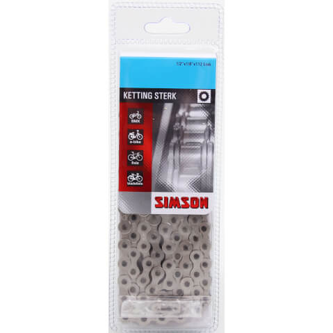 Simson Ketting Normaal Strong - Extra sterke fietsketting voor stadsfietsen zonder versnelling en fietsen met naafversnelling (112 schakels, 1 2x1 8 , zilver)