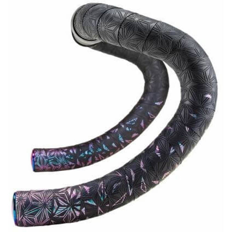 Load image into Gallery viewer, Supacaz - super sticky kush star fade stuurlint zwart oil slick inclusief aluminium oil slick stuurplug
