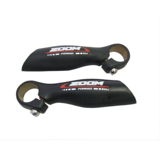 Zoom Handvat bar-end - Anatomische vorm - 1 set (2 bar ends) - 22,2 mm doorsnede - Aluminium - 138 gr paar - Zwart