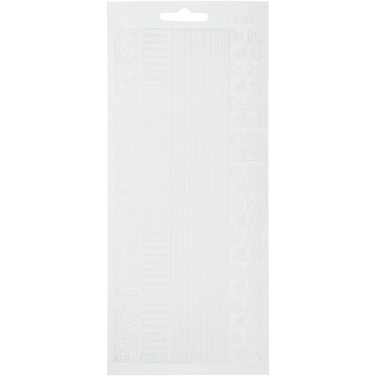 Stickers, randen, vel 10x23 cm, wit, 1 vel