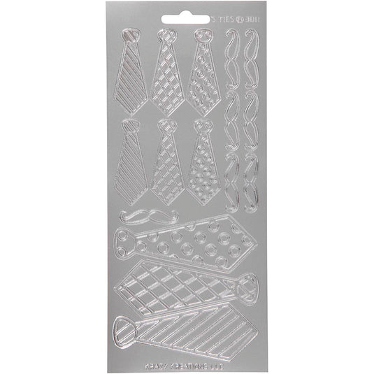 Stickers, stropdassen, vel 10x23 cm, zilver, 1 vel