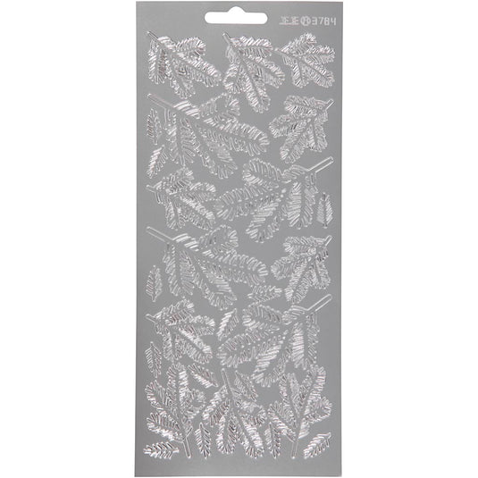 Stickers, twijgen, vel 10x23 cm, zilver, 1 vel
