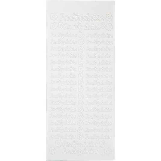 Stickers, indbydelse, vel 10x23 cm, wit, 1 vel