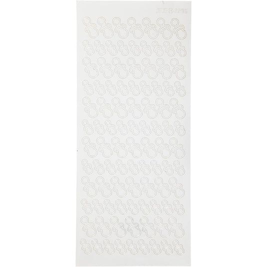 Stickers, dummies, vel 10x23 cm, wit, 1 vel