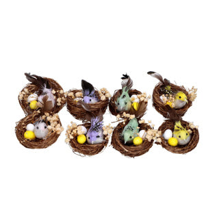 Vogelnestjes 2 in box 4 assorti kleur pasen | 6 stuks