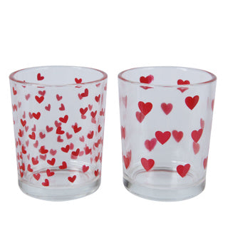Theelichthouder glas hartjes 2 assorti | 20 stuks