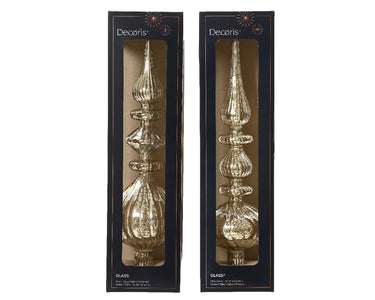 Decoris piek antique van glas zilver dia.9x35cm in 2 uitvoeringen