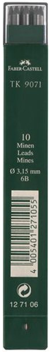 Faber-castell potloodstiftjes - tk9071 - 3,15mm - 6b - 10 stuks - fc-127106