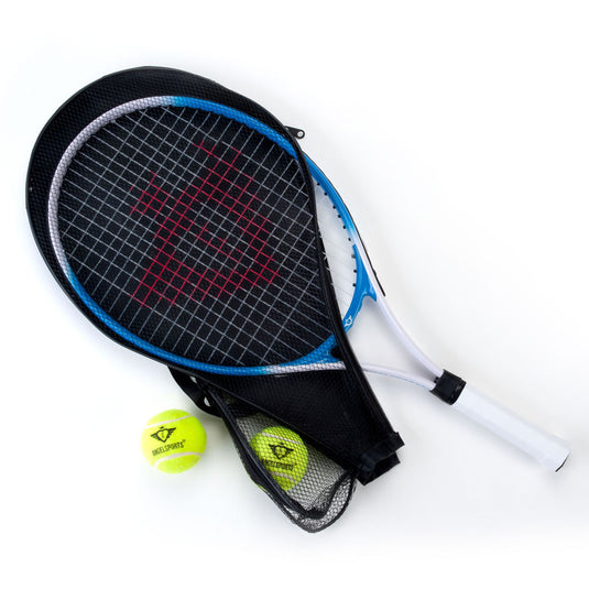 Engelhart tennisracket met hoes en 2 ballen - blauw