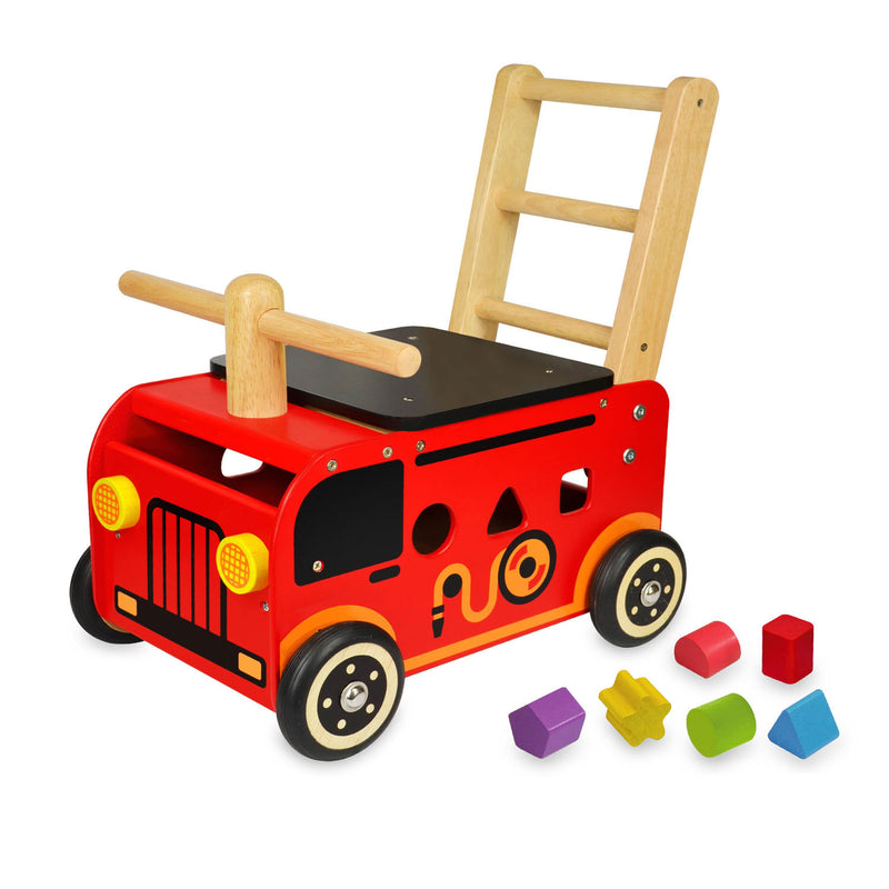 Load image into Gallery viewer, I'm toy loop- en duwwagen brandweer
