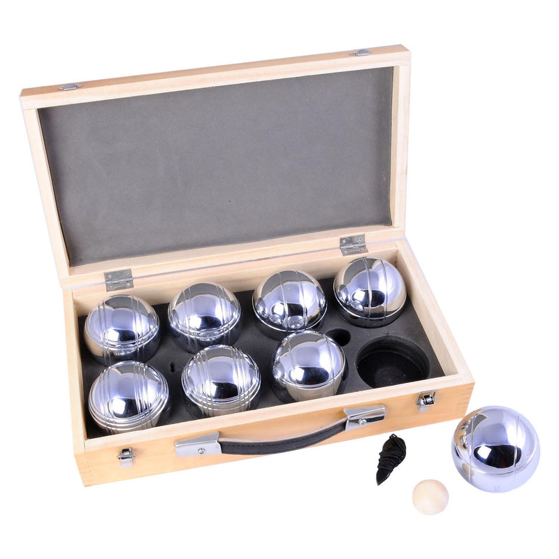 Load image into Gallery viewer, Engelhart metalen jeu de boules - 8 ballen in houten kist - luxe set - pétanque - boules - metalen ballen - geschikt voor elke jeu de boules baan - longfield
