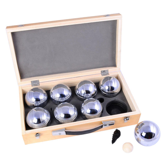 Engelhart metalen jeu de boules - 8 ballen in houten kist - luxe set - pétanque - boules - metalen ballen - geschikt voor elke jeu de boules baan - longfield