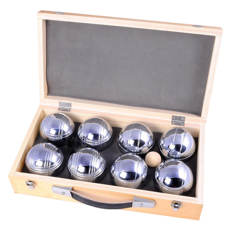 Load image into Gallery viewer, Engelhart metalen jeu de boules - 8 ballen in houten kist - luxe set - pétanque - boules - metalen ballen - geschikt voor elke jeu de boules baan - longfield
