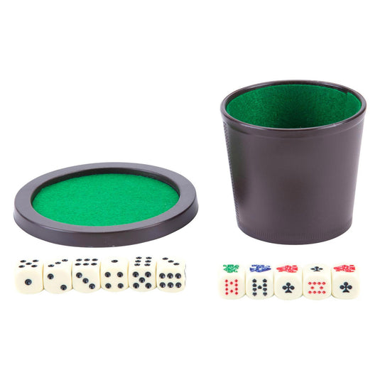 Longfield pokerbeker met deksel en dobbelstenen