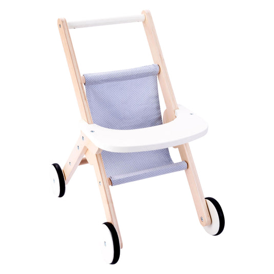 Angel toys houten poppenwandelwagen grijs blauw