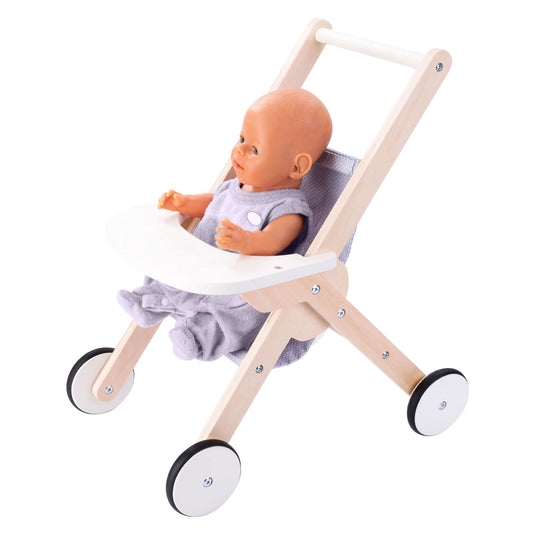 Angel toys houten poppenwandelwagen grijs blauw