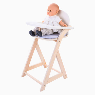 Angel toys poppenstoel grijs wit – houten poppenkinderstoel met kussentje – poppenstoel voor rollenspel – geschikt voor alle poppen – engelhart