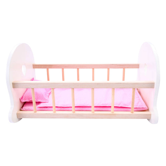 Angel toys poppenbedje schommelwieg, roze wit