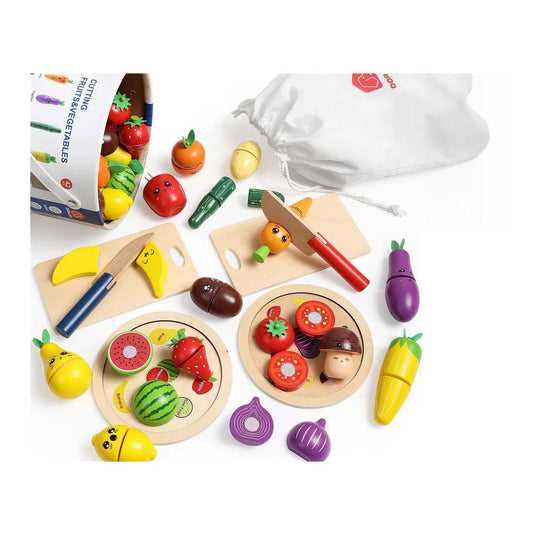 Houten snijset groente en fruit