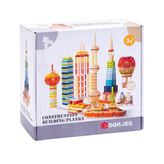 Dorjee Bouwplankjes set van 200 stuks multicolor