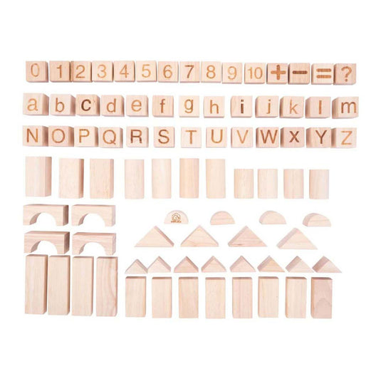 Dorjee set bouwplankjes, blokken en letters - 84dlg.