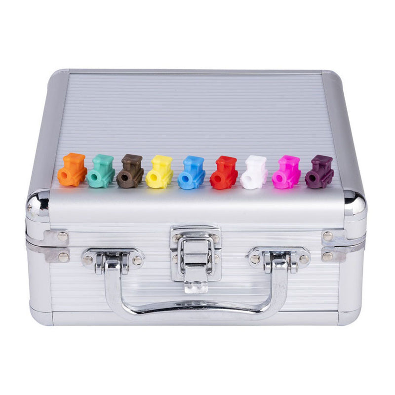 Load image into Gallery viewer, Engelhart domino dubbel 12 mexican train – 91 stenen met gekleurde ogen – luxe aluminium koffer met handvat – inclusief station treinen – strategisch familiespel –

