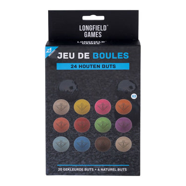 Engelhart jeu de boules houten buts set – 24 stuks fluor naturel – ø30 mm – pétanque – longfield